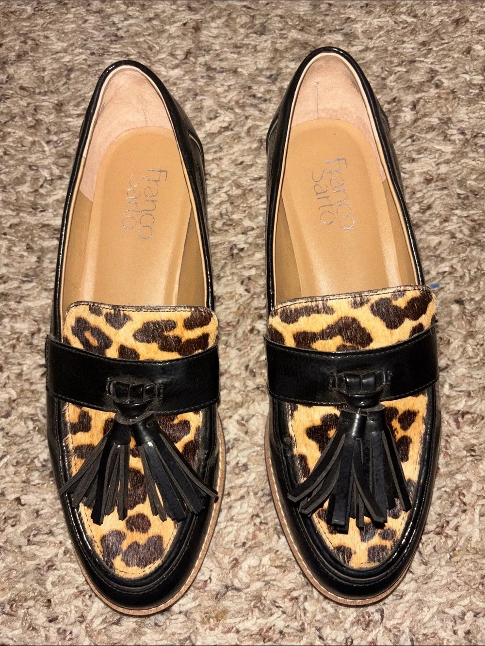 Franco Sarto Leopard Print Tassel Loafers